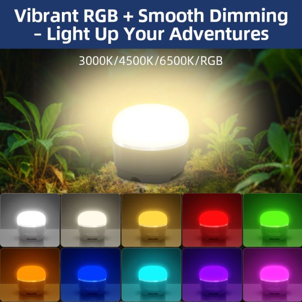 2700-6500K Color Temperature RGB LED Portable Camping Lantern Emergency Light 6-level Brightness IPX7 Waterproof Outdoor