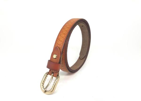2.0cm Women's Skinny Genuine Leather Belts With Embossed Croco