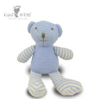 brinquedos bonitos macios feitos malha azuis enchidos de alta qualidade do urso de peluche do luxuoso do urso da listra para o bebê e as crianças
