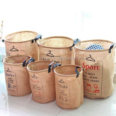 Dirty Cloth Organizer Foldable Laundry Basket 41*33cm Jute Receive Basket