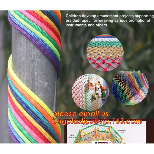 Children develop amusement projects supporting braided rope, for weaving various promotional instruments and others