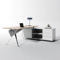 Armário Lateral Cinza Mesa Executiva Largura 1800mm Mesa de Escritório Personalizada para Gerente