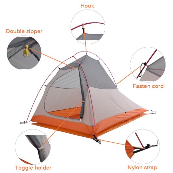 2 Men 3-4 Season 4 Lbs 20D Lightweight Waterproof Dome Backpacking Tent For Camping Hiking Climbing Travel