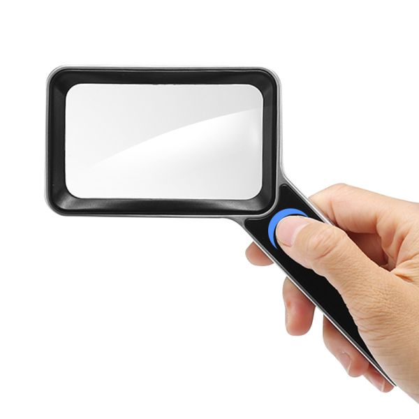 Portable Handheld 2.5X Magnifier with High Quality PMMA Square Magnifier with LED High Light Beads for Reading and Inspection