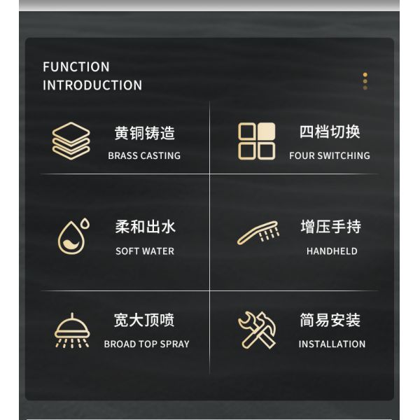 All Copper Wall Mounted Concealed Valve Showers Digital Display Rainfall Shower Set