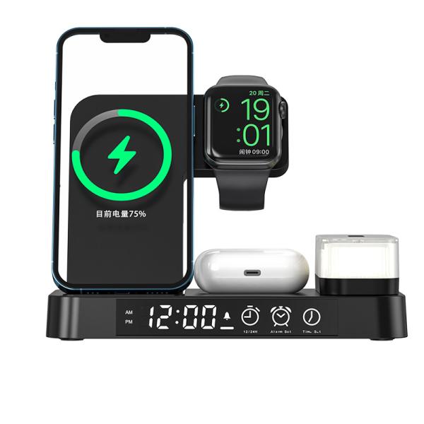 Black Multi Device Qi Charging Station , Wireless Charging Power Station 463g