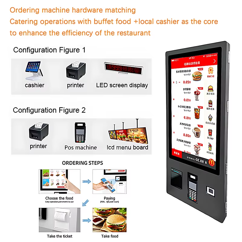 24 32 Inch Interactive Automatic Touch Screen Payment Kiosk Self Ordering Machine