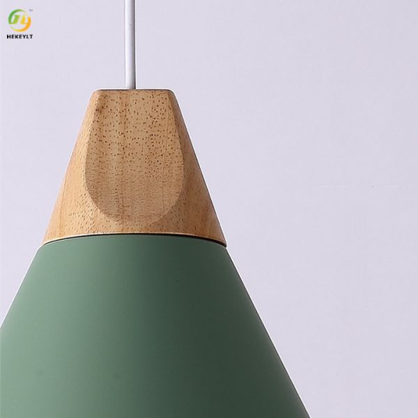 E26 Wood Aluminum Modern Pendant Light For Hotel / Living Room / Showroom