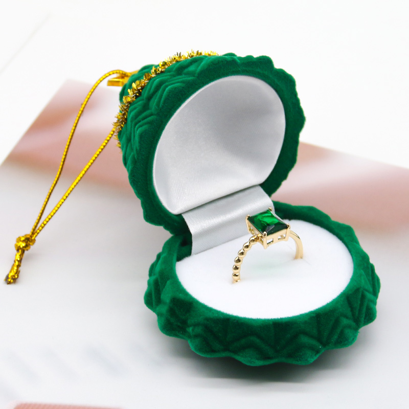 Small Velvet Christmas Tree Ornament Ring Box Customized Color