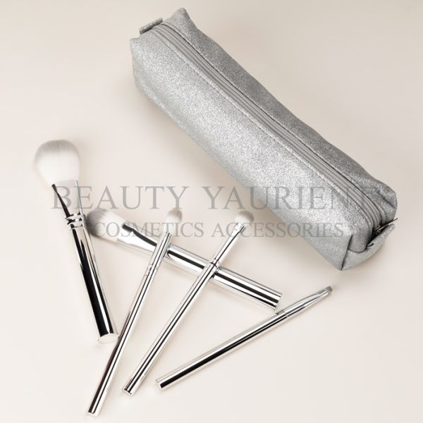 Long Lasting Daily 5pcs Makeup Brush Set Electroplating Plastic Makeup Brush