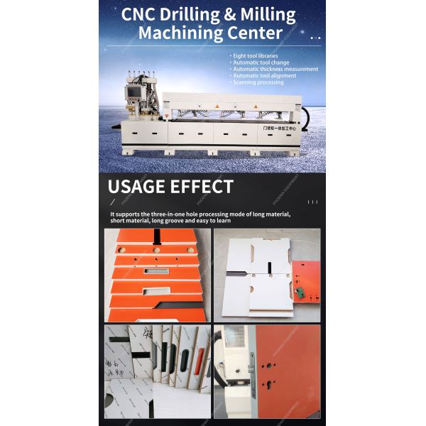 Automatic Thickness Measurement Wood Boring Machine CNC Drilling And Milling Center