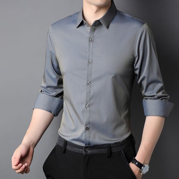 Camiseta masculina de talla grande con revestimiento de viscosa y mangas largas de algodón de poliéster