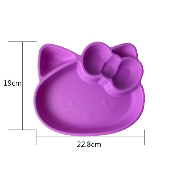 Cartoon Kitten Shape Silicone Feeding Sets Bpa Free Baby Plates