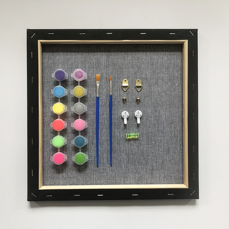 Stretched on chassis acrylic painting set cotton pre-printed black painting canvas