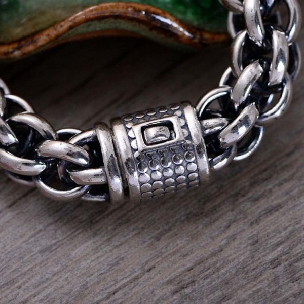 Sterling Silver Chunky Rolo Chain Link Men Bracelet (058602)