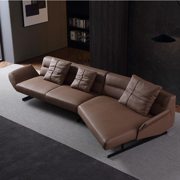 Italian Minimalist Leather Living Room 3 Seat Sofa Modern Luxury Sofa Set Furniture for Hotel Villa Art Hall