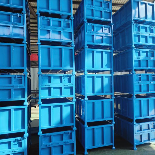 Industrial Storage Box Stackable Foldable Metal Pallet Box With Customizable Size For Warehouse Storage