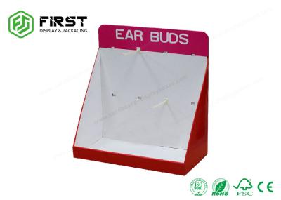 Suporte feito a mão de papel reciclável de Logo Printed Cardboard Counter Display com os ganchos para a promoção