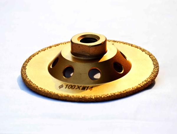 Vacuum Brazed Diamond Cup Wheel For Concrete Stable Performance With Thread Arbor