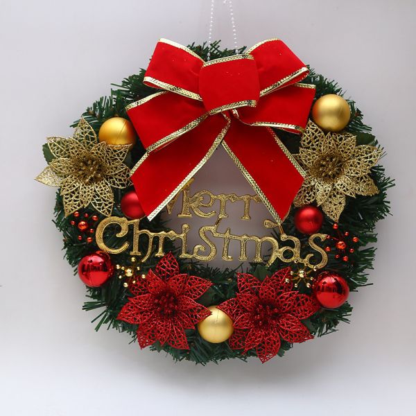 Plush Cloth and Plastic Christmas Pinecone Wreath for Outdoor Christmas Decorations