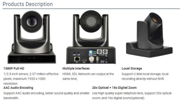 HDMI, SDI ,USB 1080P full HD 20X ZOOM video conference camera for conference room