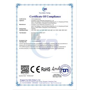 Guangzhou Lanxin Machinery Equipment Co., Ltd Certifications