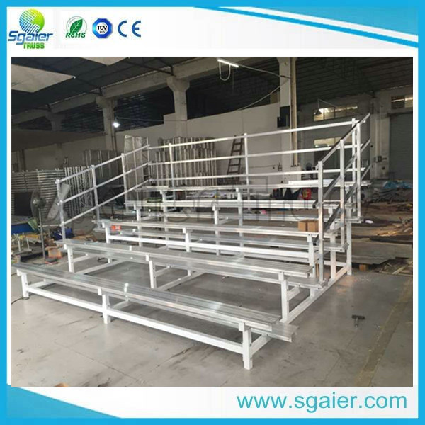 School Sports 4 Row Bleachers , High Material Strength Aluminum Grandstands