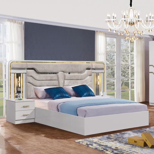 Cheap Wholesale Simple Wood Frame King Size Double Bed Home Apartment Wooden Modern Luxury Turkish Full Bedroom Furniture Set