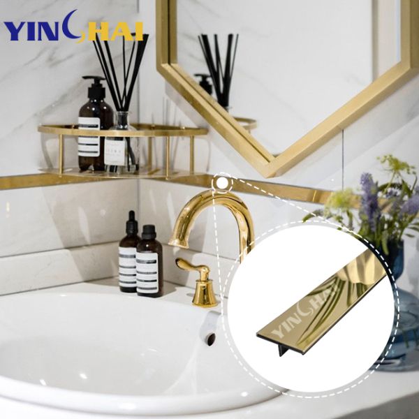 T Profile Stainless Steel Trim Strips 3.00mm Thickness Metal Tile Edging Trim Customized Shape