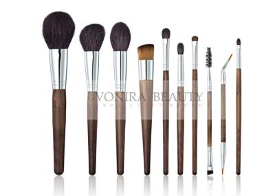 Punho duplo de luxe do ébano da natureza da coleção da escova da composição do fim de 10 PCS para a cara e o olho