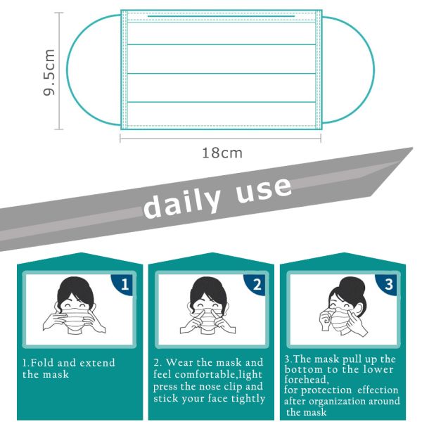 Manufacturer CE FDA in stock earloop anti dust virus Non-woven 3-ply disposable face mask