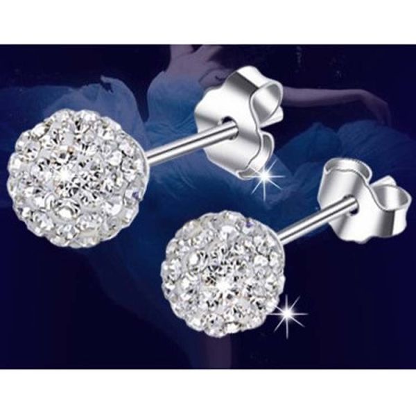 925 Silver Fashion Crystal Ball Stud Earrings(EEBALL01)