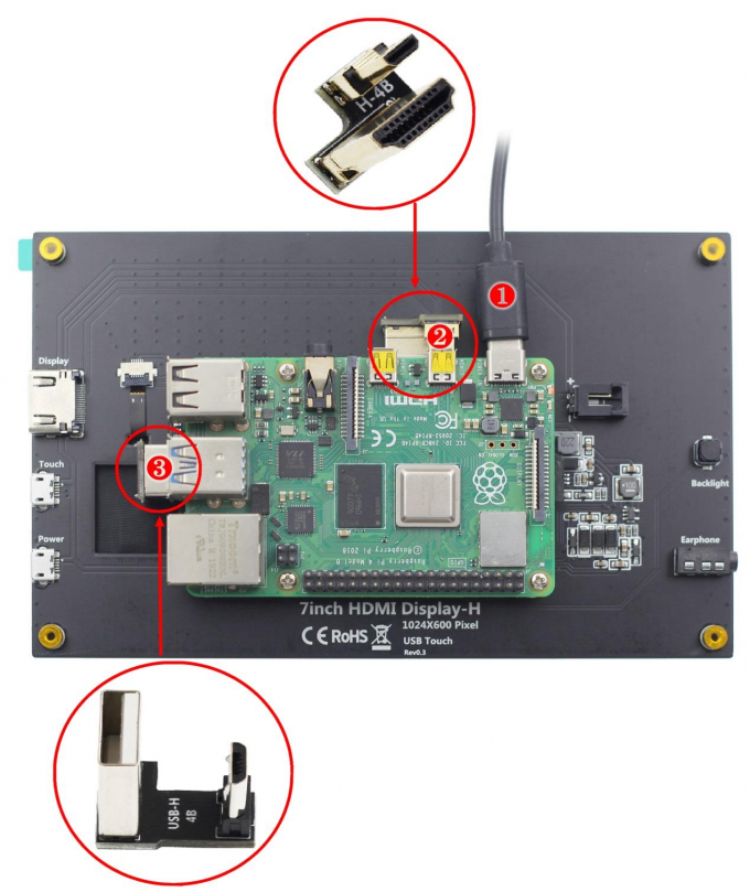 1024*600 HDMI LCD Display 7 Inch Raspberry Pi Touch Screen YQX6-7C