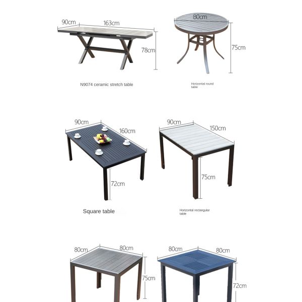 Round Patio Garden Table And Chairs With Aluminium Frame For Restaurant Courtyard