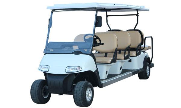 Pure White Color Golf Sightseeing Car Electric Powered Golf Carts With 6+2 Sofa Seats