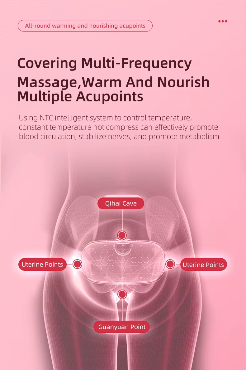 Pink Menstrual Heating Massage Belt - Digital Display Abdominal Pain Relief Pad for Women