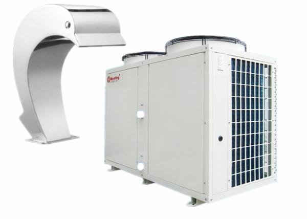 42kw Air To Water Heat Pump In Combination With Swimming Pool Water Curtain Cascade Waterfall
