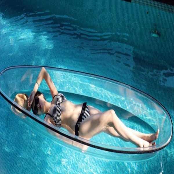 2 Seats Plastic Transparent Paddle Fishing Rowing Boats 338*93*35cm