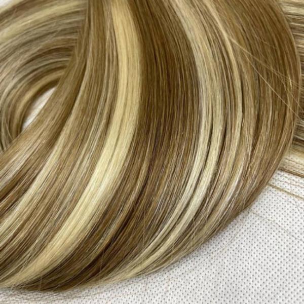 Tela natural Remy marrom em 99J Extensões de cabelo Invisíveis Injetadas