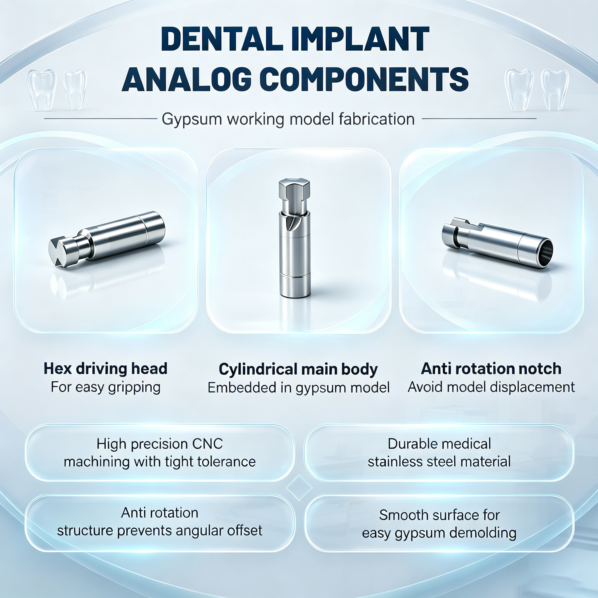 Customized TC4 Titanium Alloy Gypsum Substitute with Positioning Slot