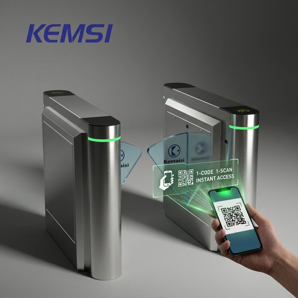 QR Code Recognition Wing Barrier Access Control Turnstile Gate With 0.5s Fast Entry