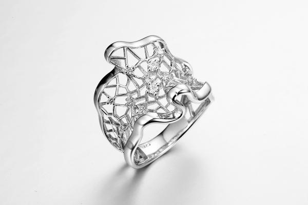 Alianças de casamento fêmeas Reticular 9.84g Sterling Silver Cz Anniversary Bands do zirconita