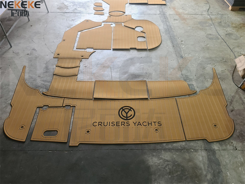 1999 Cruiser Yachts 3870 Express Swim Platform Cockpit EVA Faux Teak Deck Mat Marine Flooring Pad
