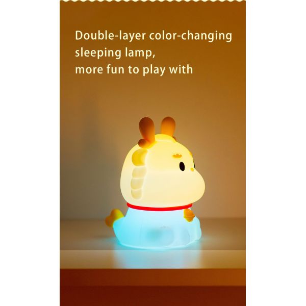 LED USB Recargable Dispersión Dragón Toque dibujos animados Decoración de dormitorio lindo Sillón de silicona para bebés Lámpara de mesa Luz nocturna