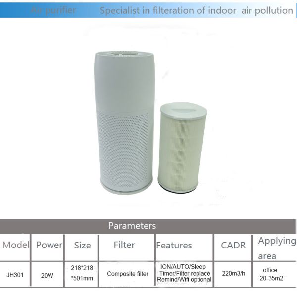 Tuya 20w 12h 218*218*501mm Wifi Enabled Air Purifier