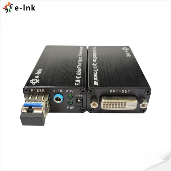 Mini DVI Fiber Optic Extender With External Stereo 20km Range 1600*1200 @60Hz