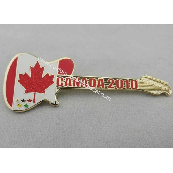 Personalized Guitar Lapel Pins, Zinc Alloy Metal Hard Enamel Pin with Butterfly Clutch
