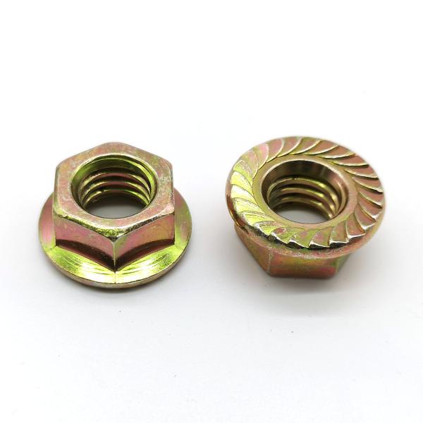 M5-M20 DIN 6923 Carbon Steel Flange Nuts Yellow Zinc Steel Grade 8 Serrated Hex Flange Nuts