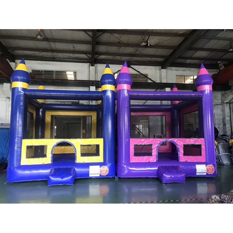 Purple Castle Inflatable Bounce House with Mesh Safety Walls for Kids Parties