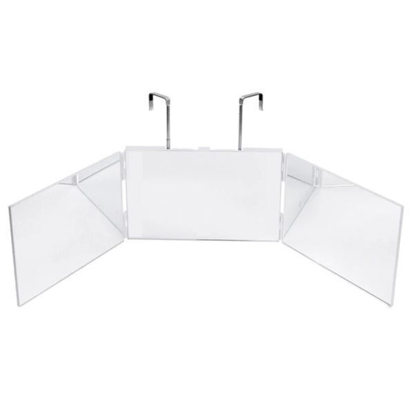 360 Degree Mirror with LED 3-Way Mirror Hair Self Cutting 3 Sides Folding Makeup Mirror with light(WH-MR-86)